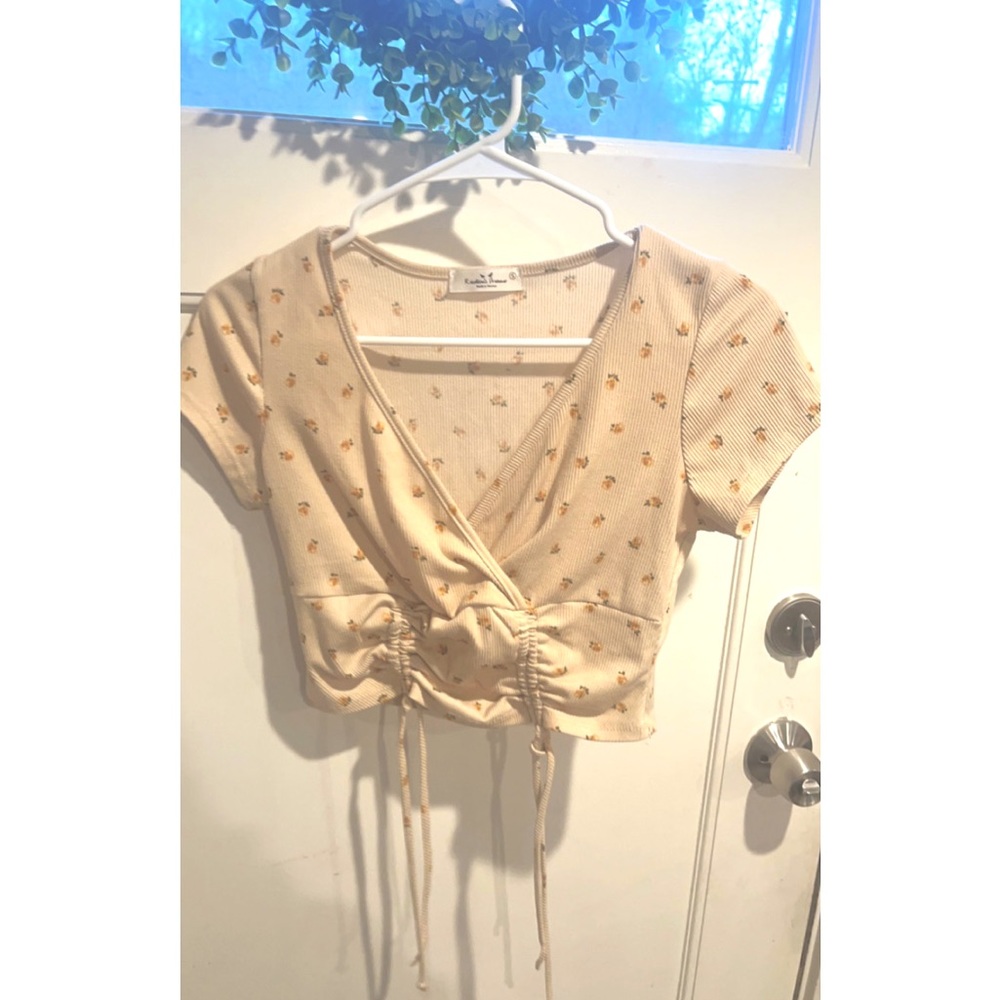 Cream floral crop top